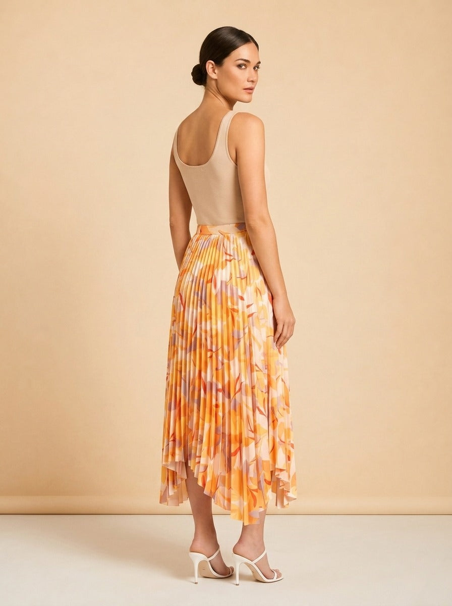 Hooper Pleated Asymmetrical Skirt