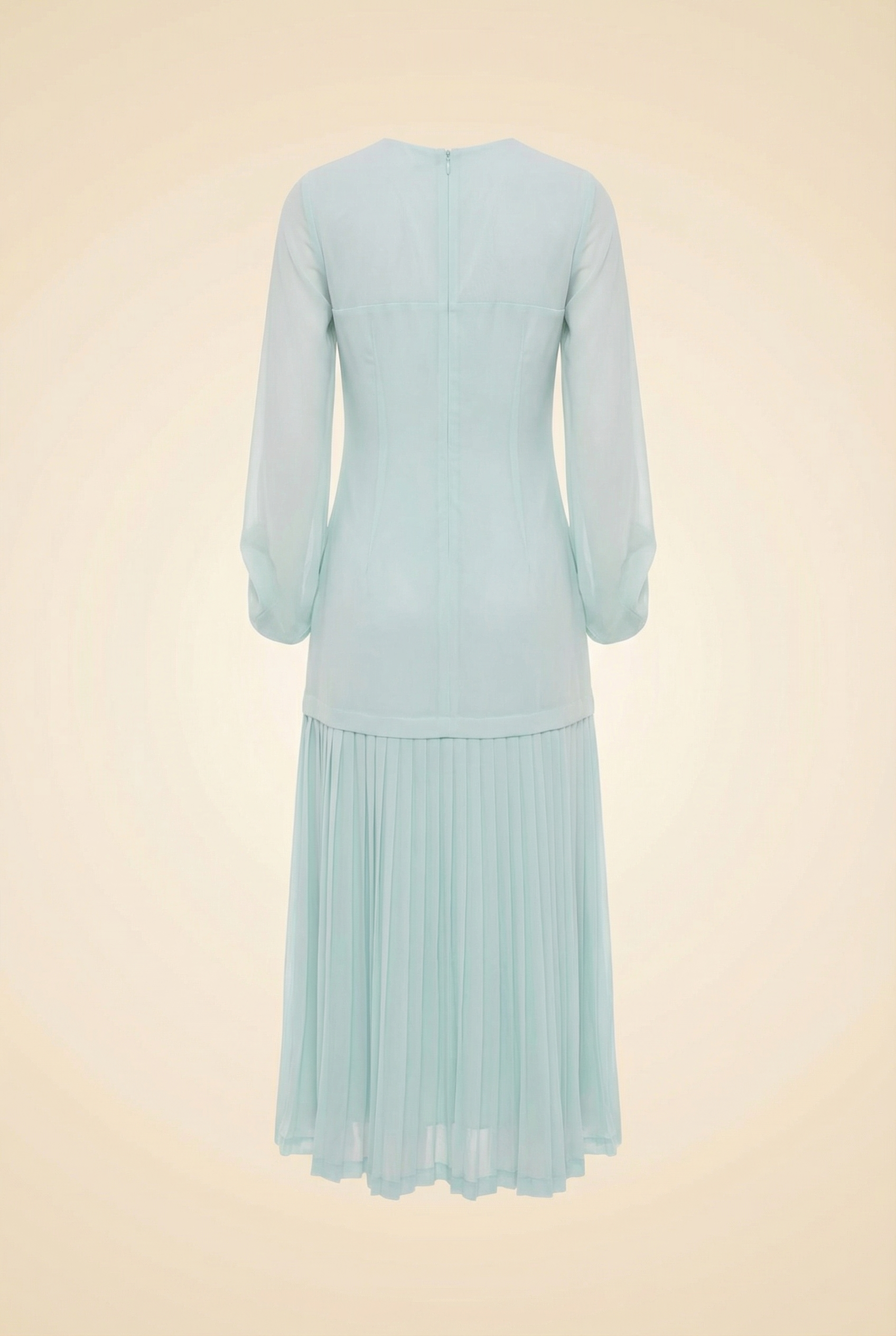Tuckernuck Ice Blue Chiffon Pleated Lorraine Dress - back