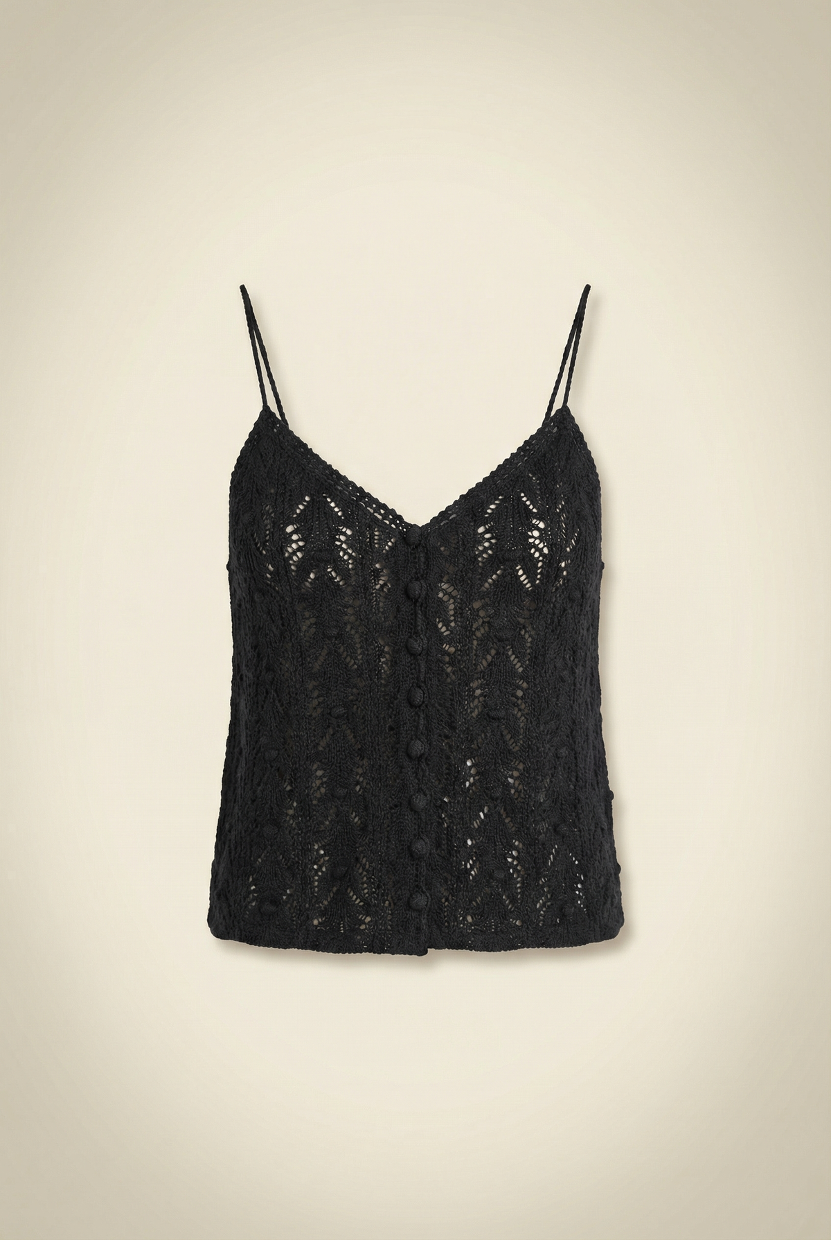 La Maille Francisco Black Crochet Cami