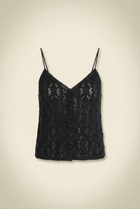 La Maille Francisco Black Crochet Cami