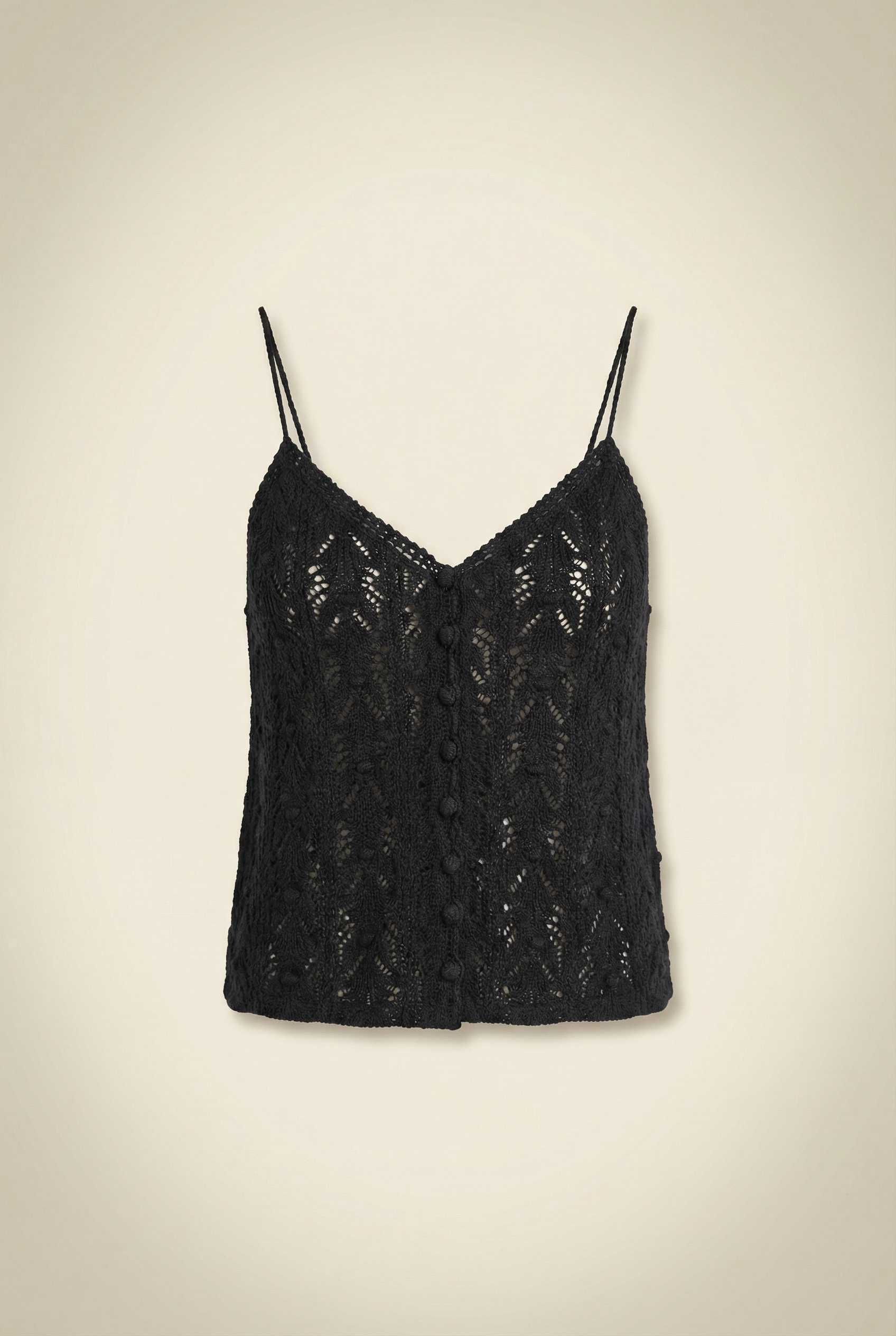 La Maille Francisco Black Crochet Cami