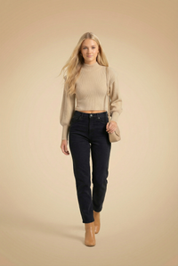 Rib Puff Sleeve Pullover