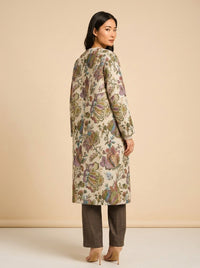 JANEAN MIDI JACKET - RAINBOW FLORAL JACQUARD model_over_shoulder