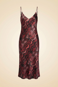 Jodie Slip Dress Burgundy Black Python Snake Print Bias Cut Midi Silk