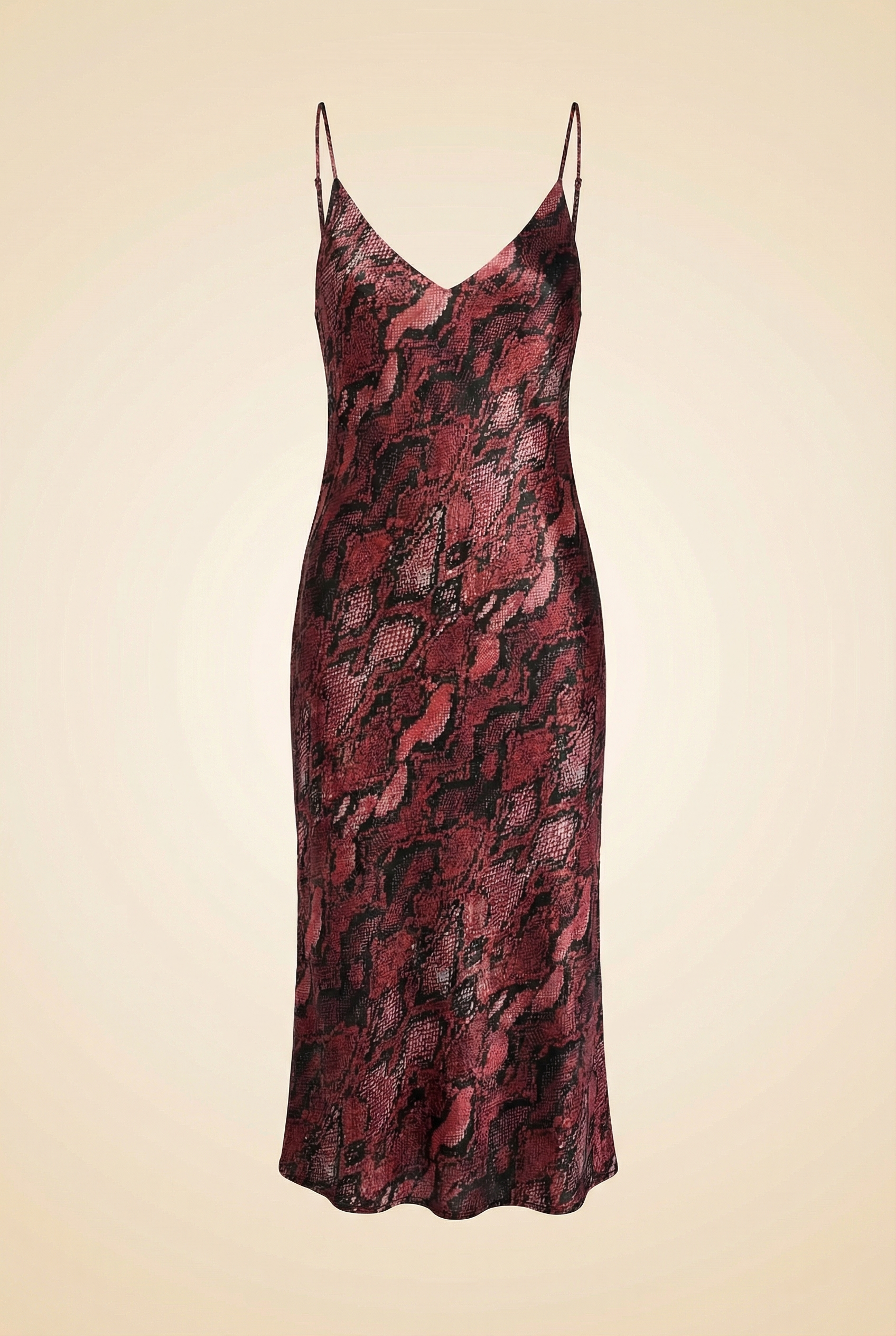 Jodie Slip Dress Burgundy Black Python Snake Print Bias Cut Midi Silk