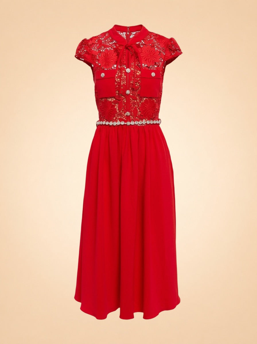 Lace-trimmed Crêpe Midi Dress ghost_front