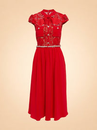 Lace-trimmed Crêpe Midi Dress ghost_front