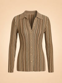 Landon metallic striped ribbed-knit cardigan ghost_front