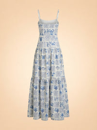 Lima Tiered Printed Linen Maxi Dress — Agua by Agua Bendita