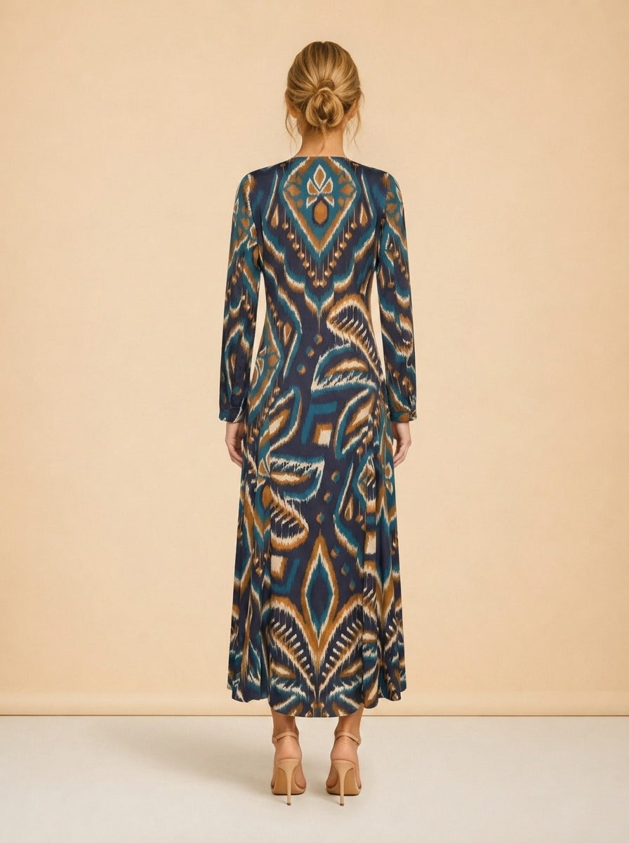 Long Sleeve Satin Maxi