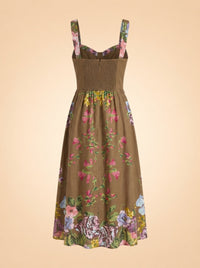 Longer brown floral belted dress ghost_back