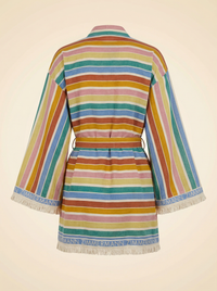 Everley Belted Fringed Striped Cotton-Voile Robe - back