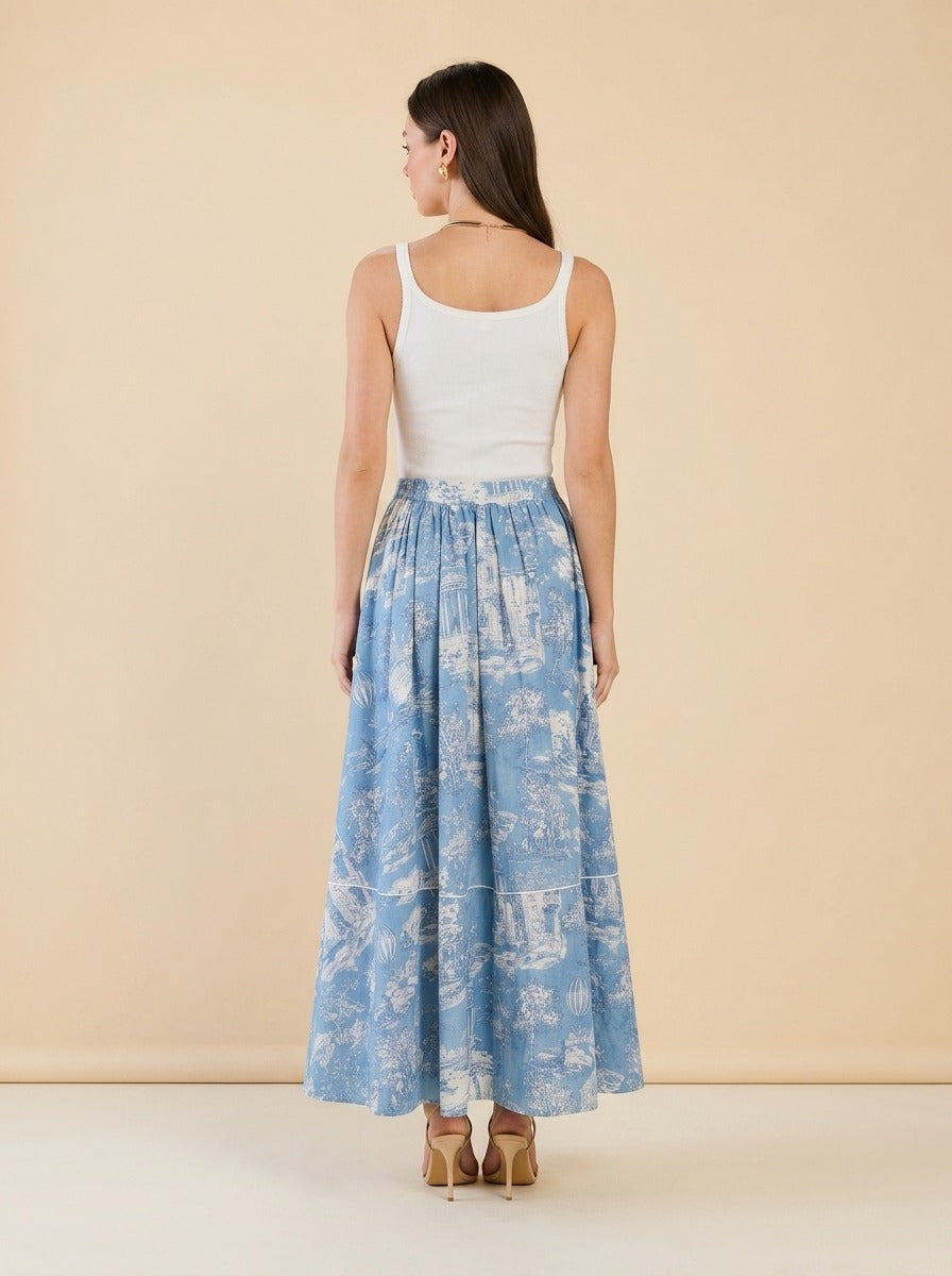LUCCA SKIRT IN FOREVER TOILE model_back