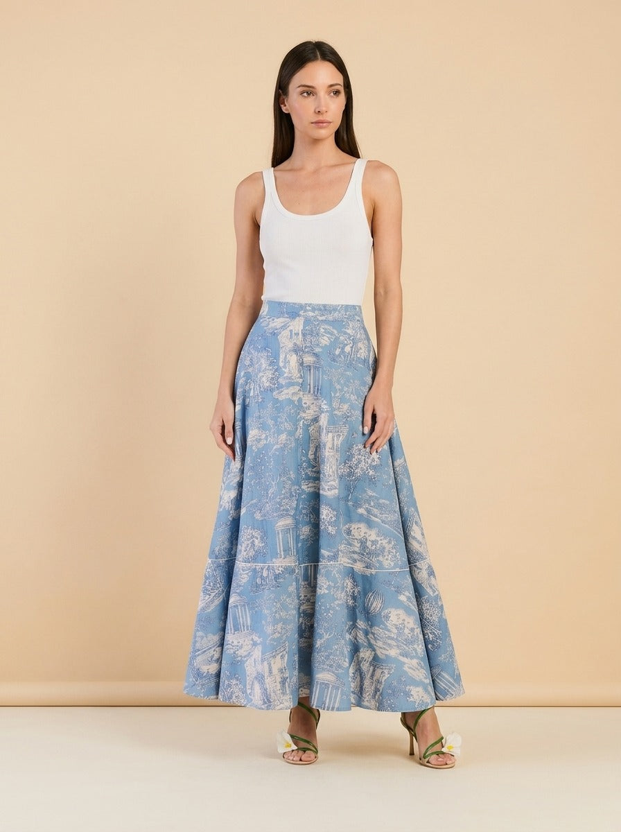 LUCCA SKIRT IN FOREVER TOILE model_front