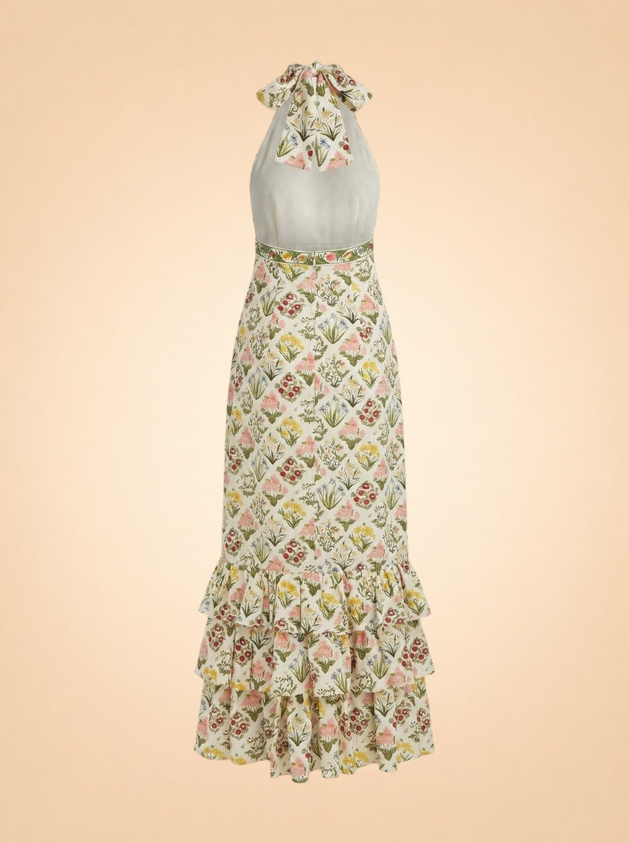 Magnolia Magdalena-Print Linen Maxi Dress