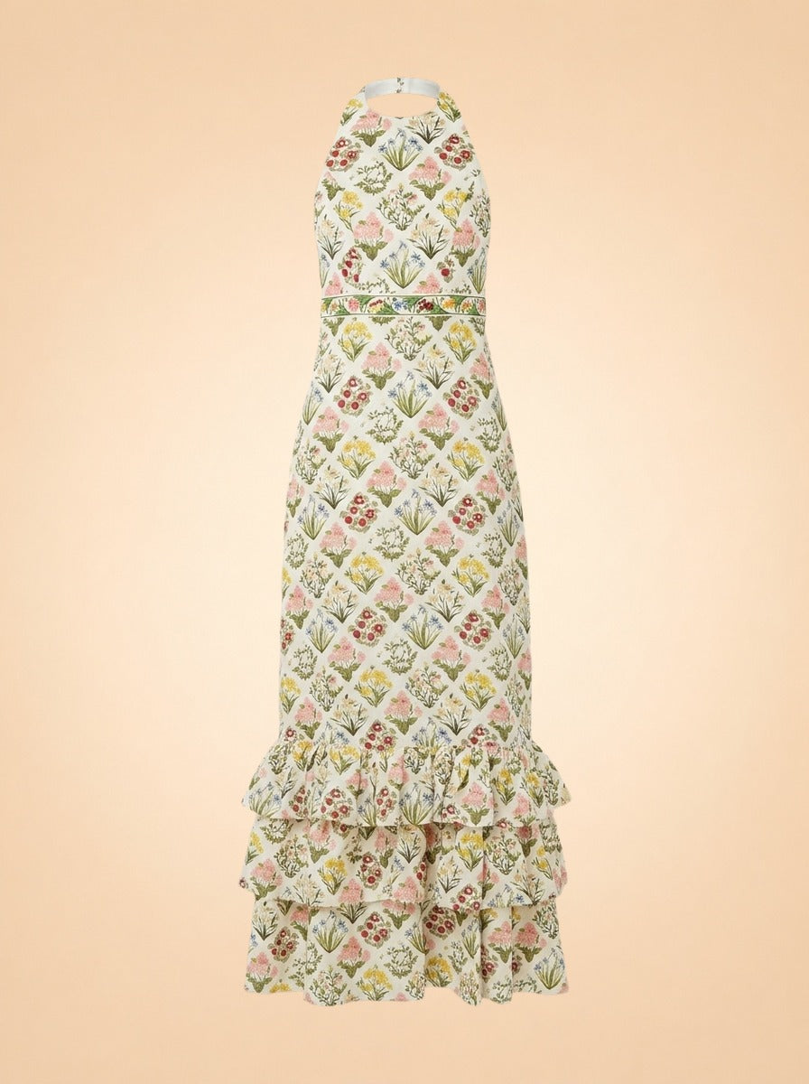 Magnolia Magdalena-Print Linen Maxi Dress
