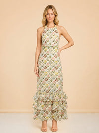 Magnolia Magdalena-Print Linen Maxi Dress