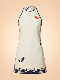Alémais Marine Mini Dress (cream whale/nautical) — front