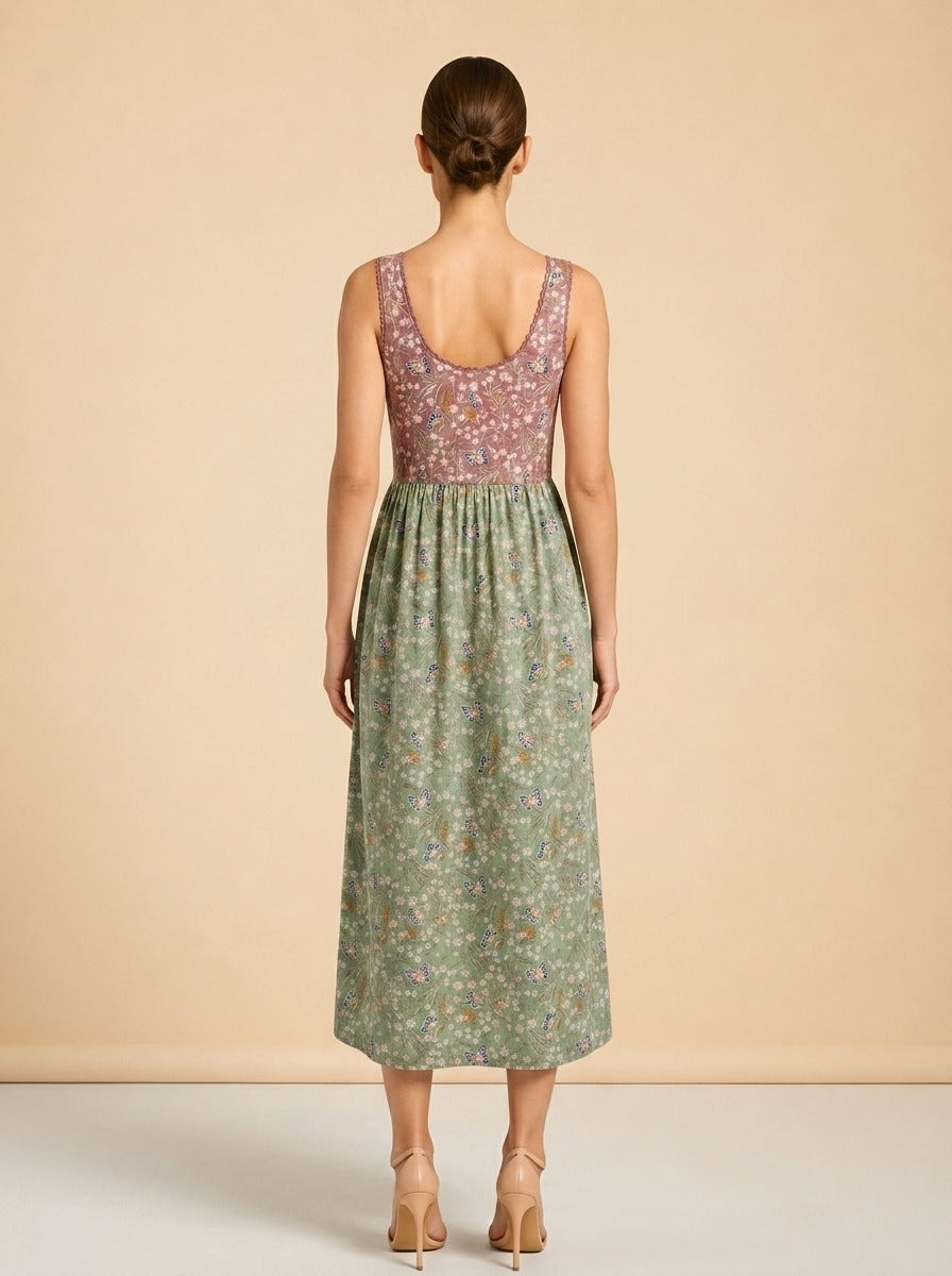 Maroon & green dress model_back
