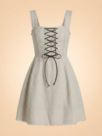 STAUD Mini Sutton Dress — Natural — front
