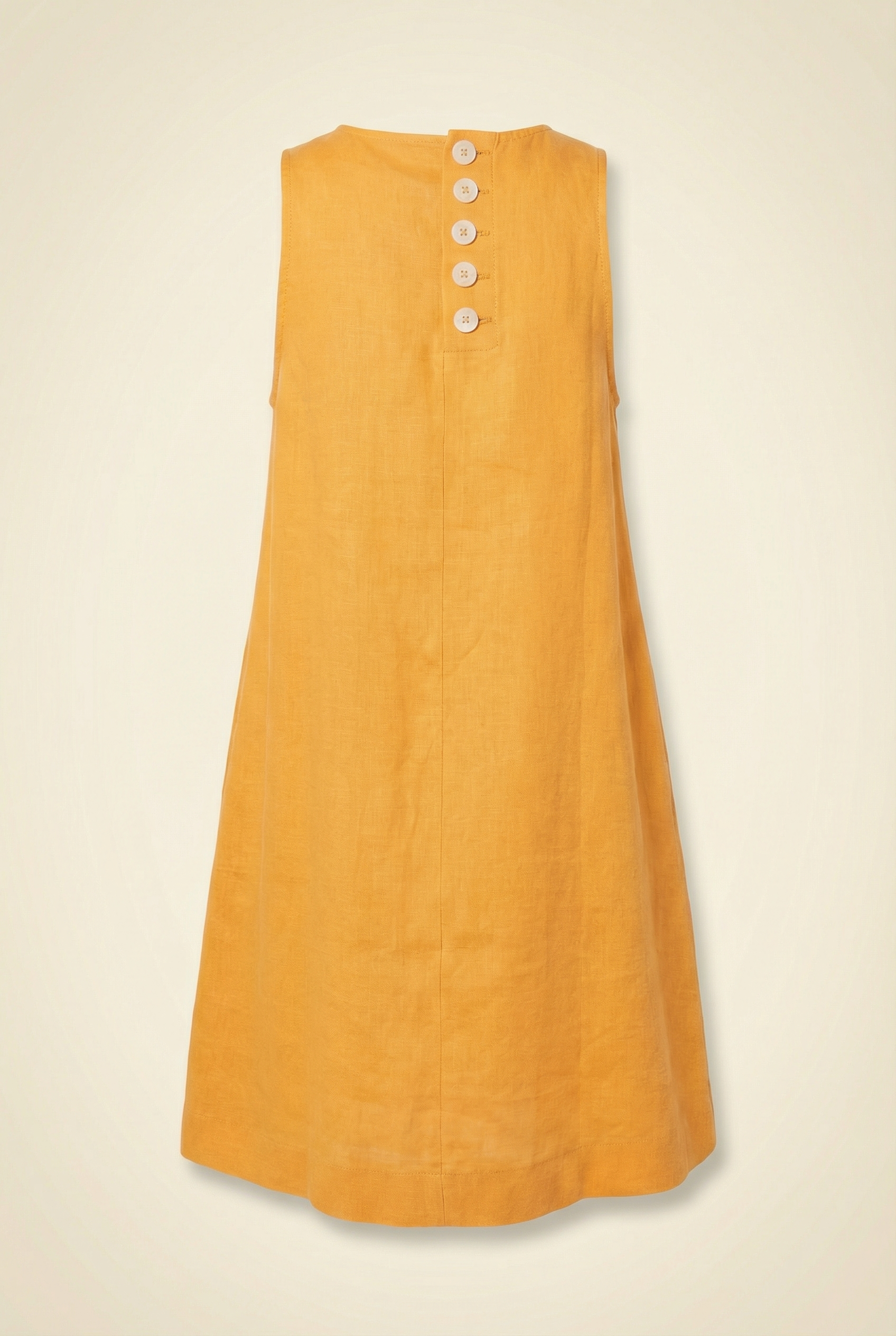 Button-Back Linen Shift Dress