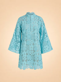 Mod Floral Lace Mini Caftan ghost_front