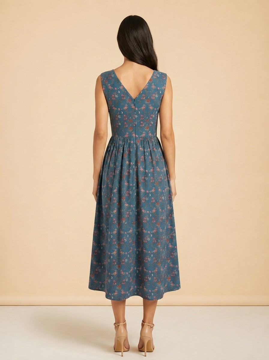 Navy & pink dress model_back