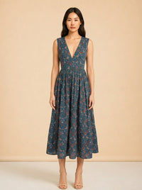 Navy & pink dress model_front