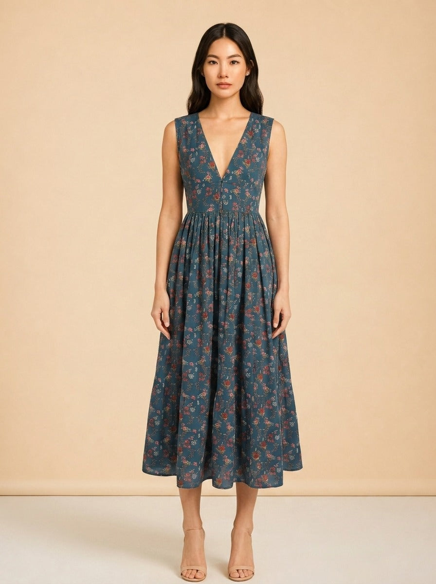 Navy & pink dress model_front