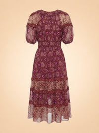 Naysa Tiered Printed Fil Coupé Silk and Lurex-Blend Midi Dress