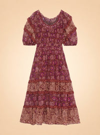 Naysa Tiered Printed Fil Coupé Silk and Lurex-Blend Midi Dress
