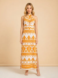 Net Sustain Facundo Manana Soleada Printed Organic Linen Maxi Dress model_front