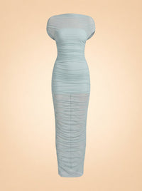 Noel Off Shoulder Mesh Midi Dress — Seroya