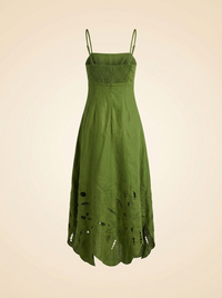 Farm Rio Green Monstera Embroidery Midi Dress - back