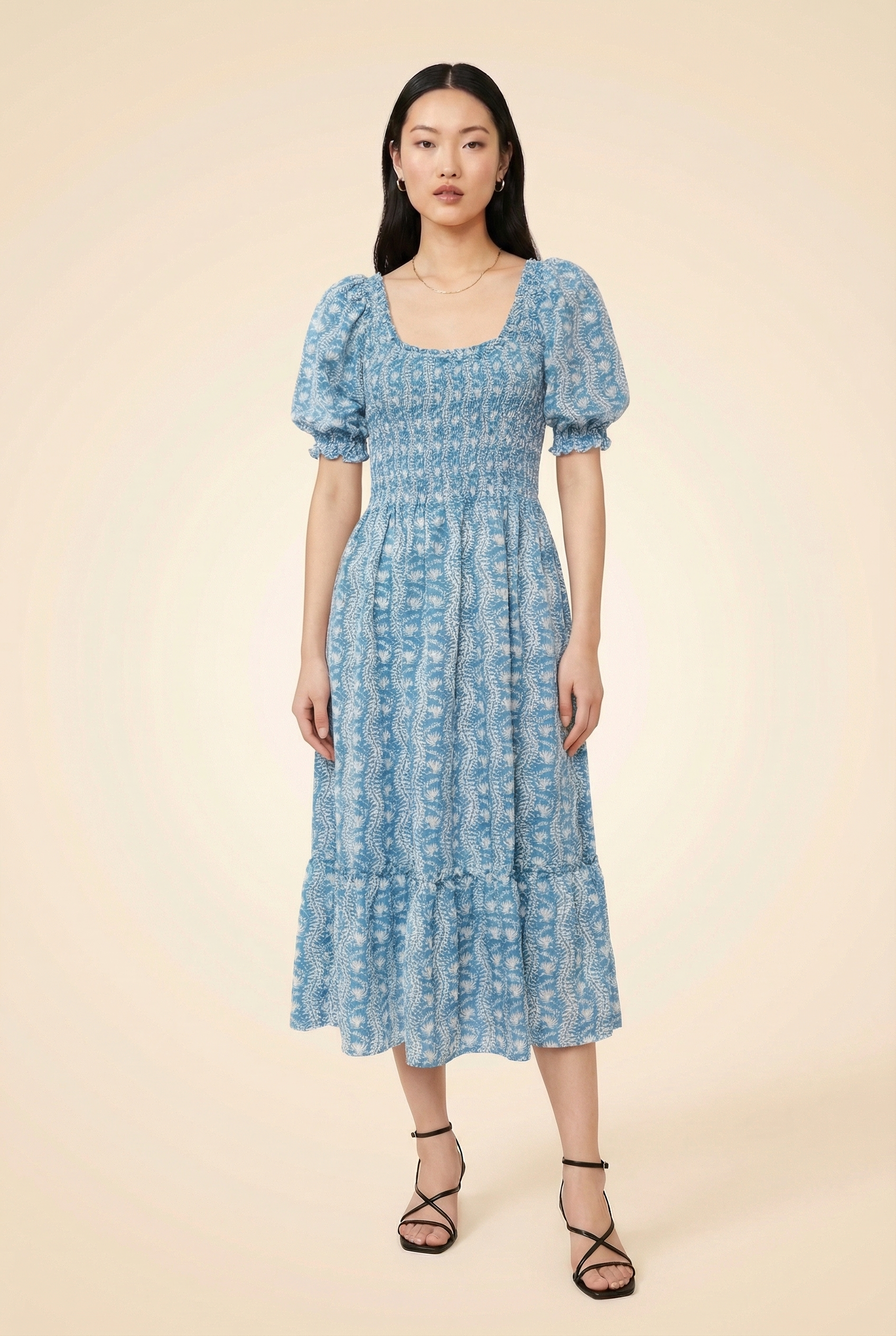 Floral Print Midi Length Dress