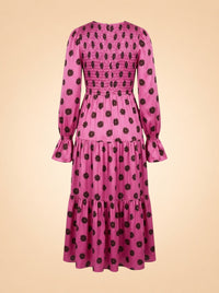 Petra Pink Retro Floral Shirred Dress ghost_back
