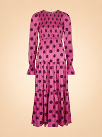 Petra Pink Retro Floral Shirred Dress ghost_front