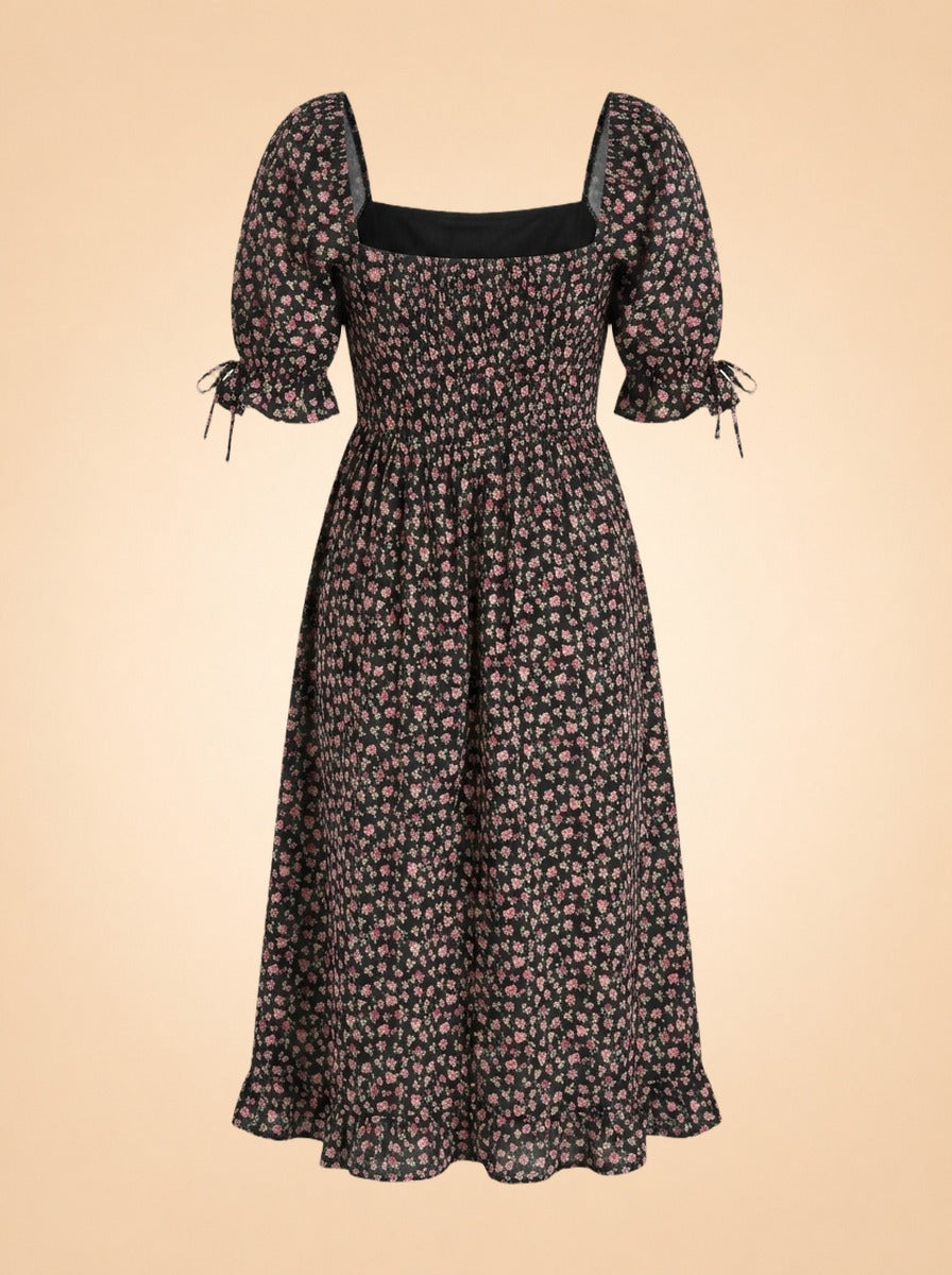 Pink & black floral dress ghost_back