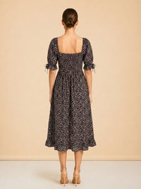 Pink & black floral dress model_back