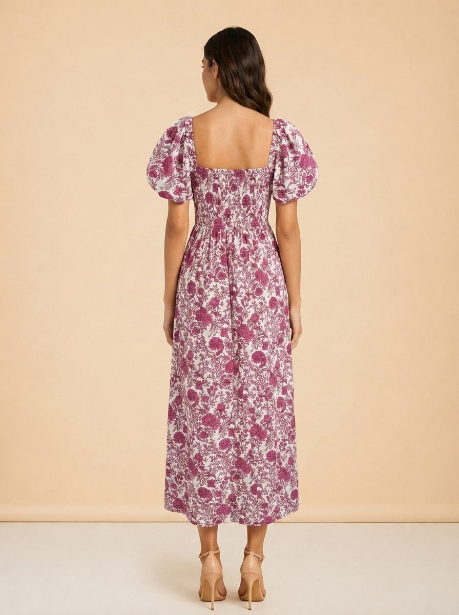 Pink floral dress model_back