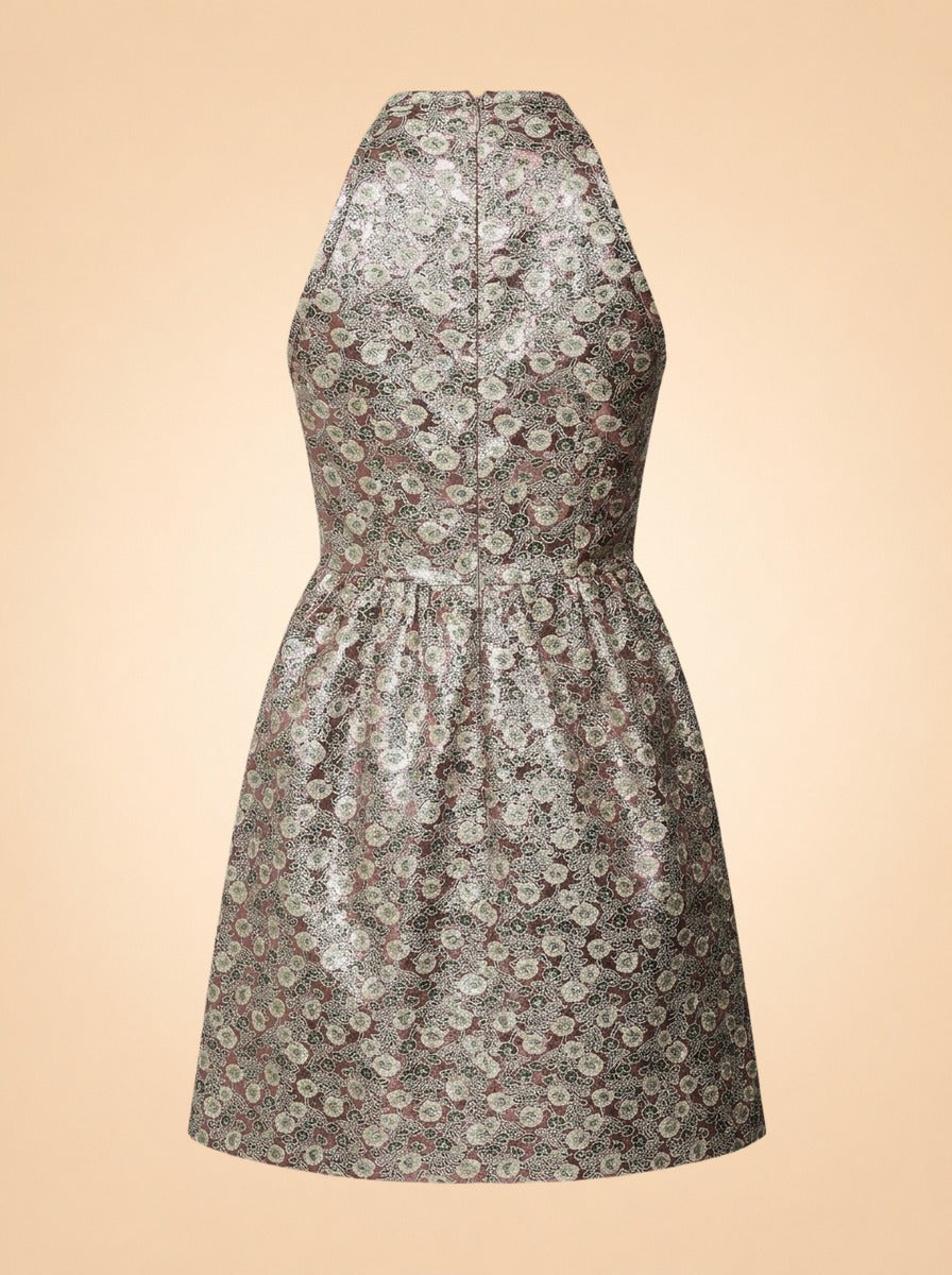 PINK FLORAL JACQUARD MINI DRESS ghost_back