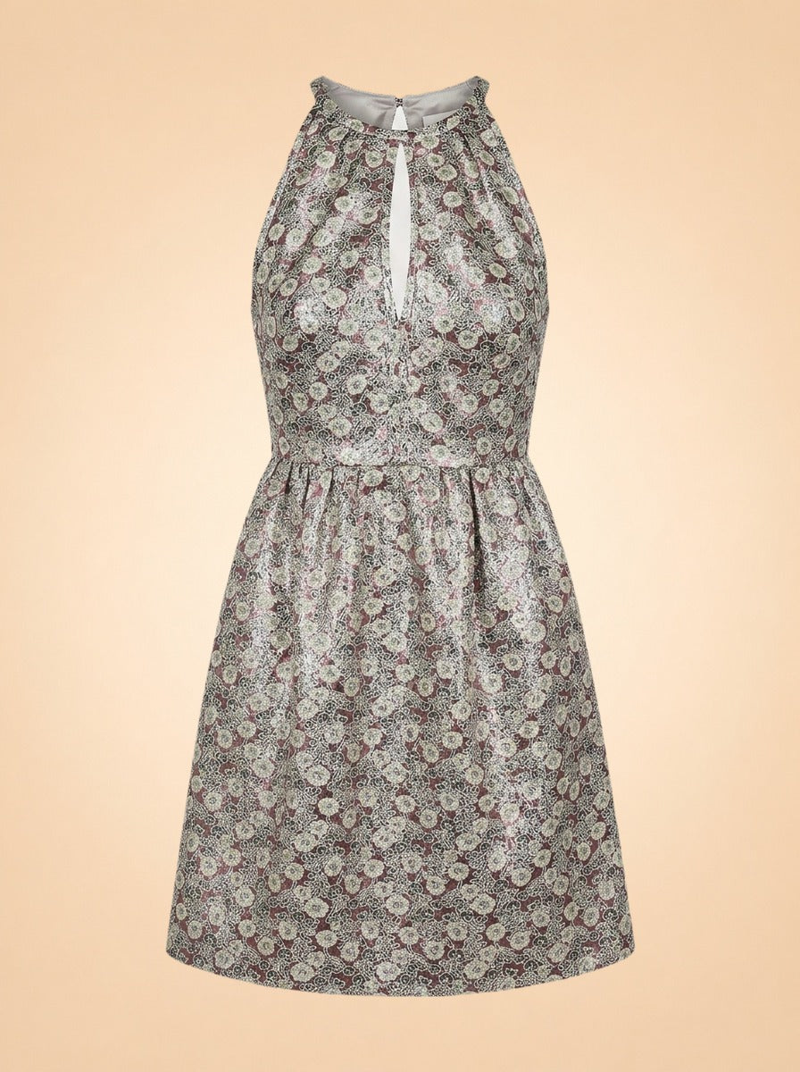 PINK FLORAL JACQUARD MINI DRESS ghost_front