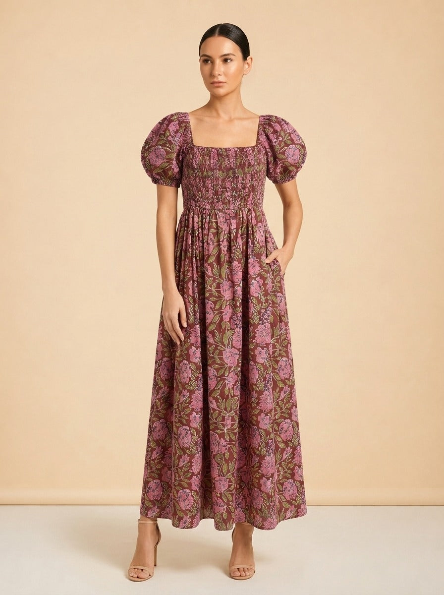 Pink & green dress model_front