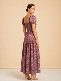 Pink & green dress model_over_shoulder