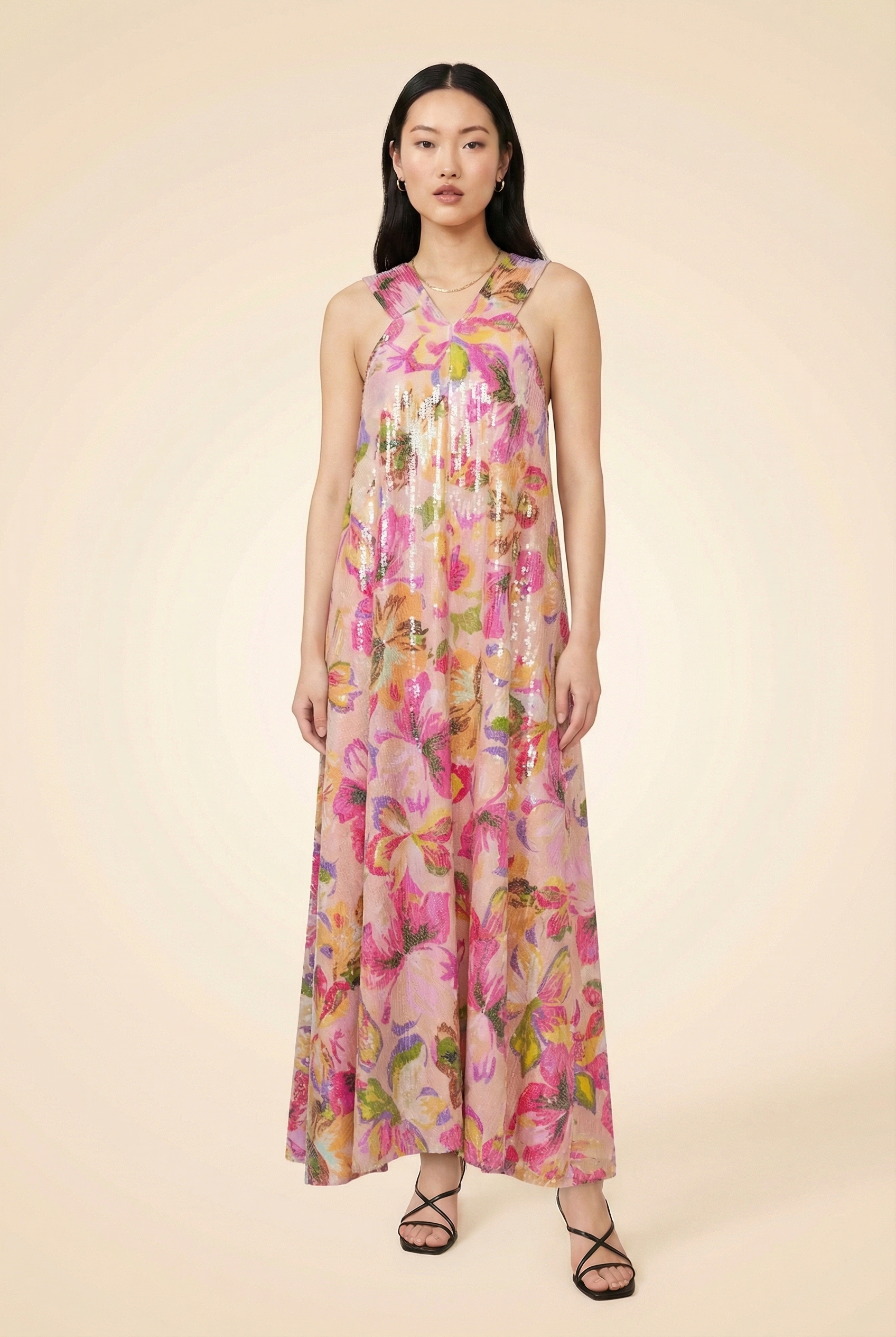 Floral Sequin Maxi Dress