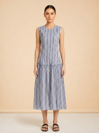 Porter Smocked Drop Waist Midi-Dress by Marie Oliver — front