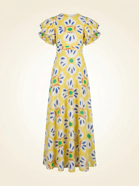 Open Back Puff Sleeved Maxi Dress