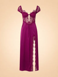 Purple Casey Lace-Inset Midi Dress ghost_front