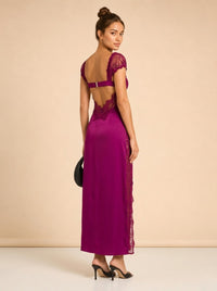 Purple Casey Lace-Inset Midi Dress model_over_shoulder
