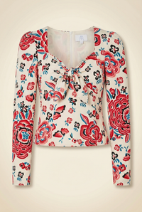 Floral Top in White